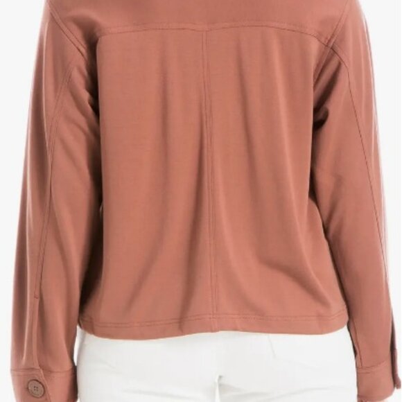 Max Studio Ponte Knit 2 pocket Drawstring Camel color Jacket sz L NWT B21 - Picture 2 of 5